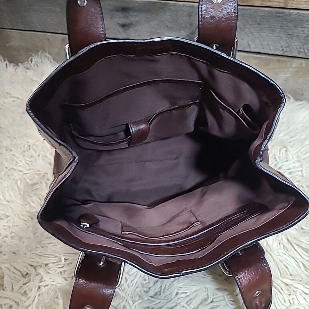 Vintage Western Buckle Shoulder Bag Brown Wilsons Leather - Picture 9 of 11